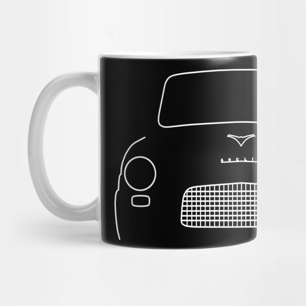 Ford Anglia 100E 1958 classic car outline graphic (white) by soitwouldseem